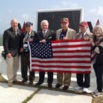 Iwo Jima 68th Anniversary 5th Division monument Col Antole, Fiske Hanley, Lt. Gen Snowden, Bill Schott, Don Graves, Laura Leppert