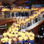 Some past crew members of the USS Wisconsin on a cruise with Dick Hamann