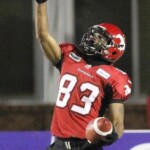 Romby Bryant scoring for the Calgary Stampeders