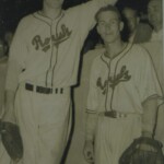 Chuck Connors, MLB player and famous actor from the The Rifleman, with Jack Lindsey.